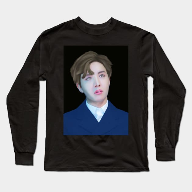 BTS J-Hope Digital Portrait Long Sleeve T-Shirt by Sharlynn Claire